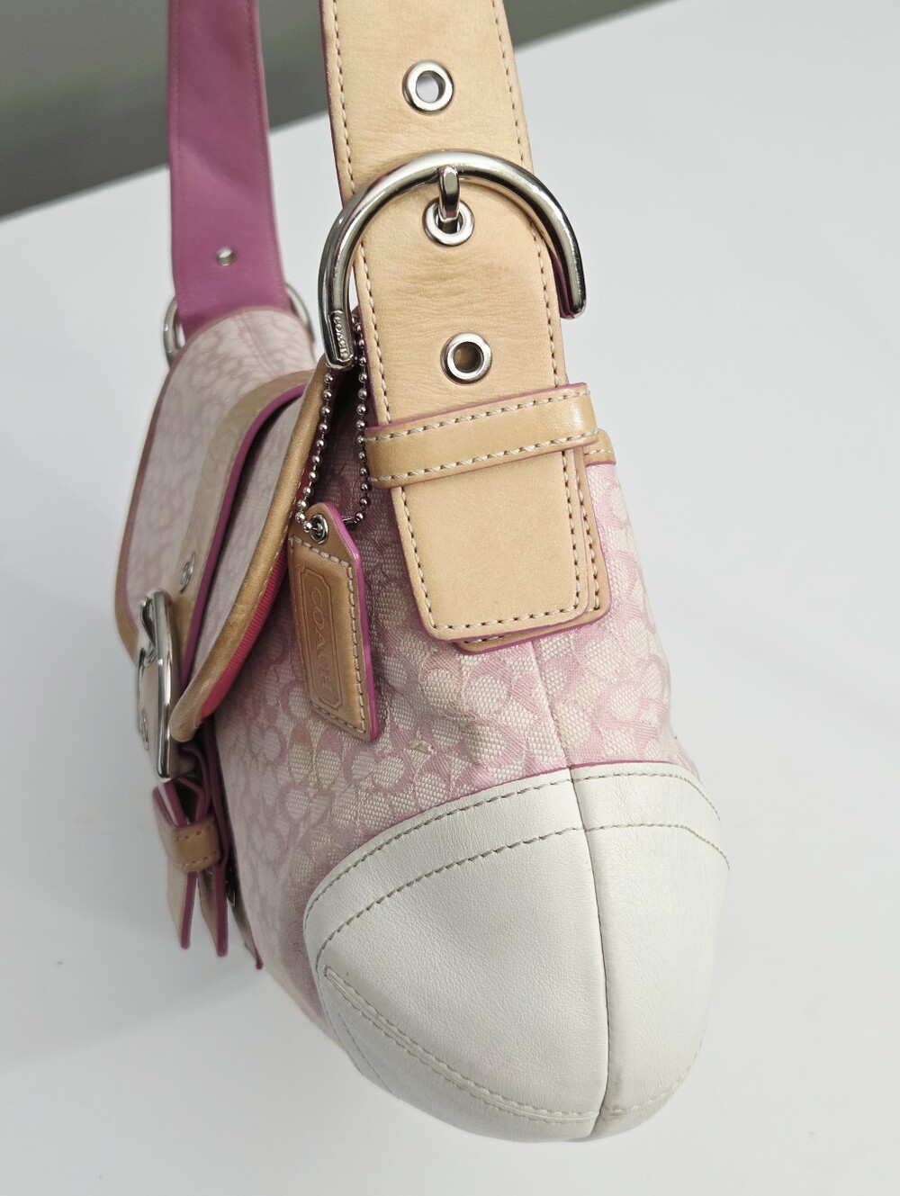 VINTAGE Y2K COACH MINI SIGNATURE SOHO BUCKLE FLAP SHOULDER BAG 6808 - Picture 6 of 14